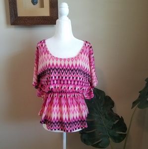 Pink Dolman/Batwing Sleeve Top